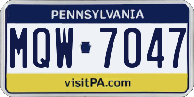PA license plate MQW7047