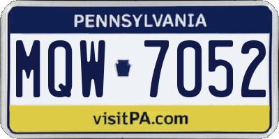 PA license plate MQW7052