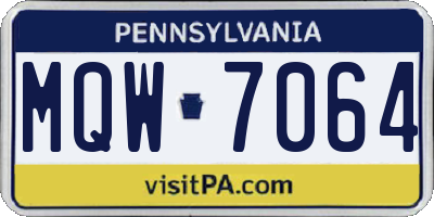 PA license plate MQW7064