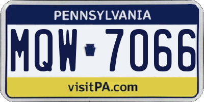 PA license plate MQW7066