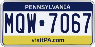 PA license plate MQW7067