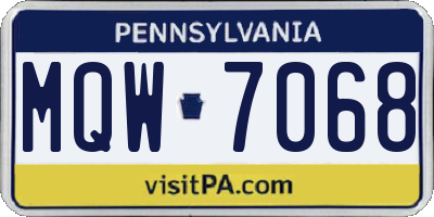 PA license plate MQW7068