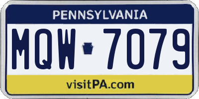 PA license plate MQW7079