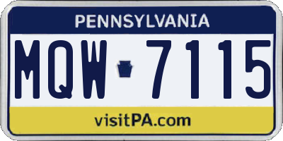 PA license plate MQW7115