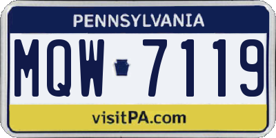 PA license plate MQW7119
