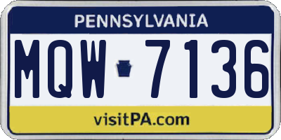 PA license plate MQW7136