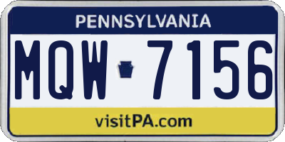 PA license plate MQW7156