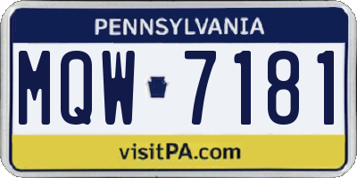 PA license plate MQW7181