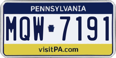 PA license plate MQW7191