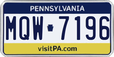 PA license plate MQW7196