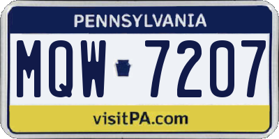 PA license plate MQW7207