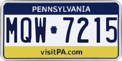 PA license plate MQW7215