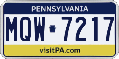 PA license plate MQW7217