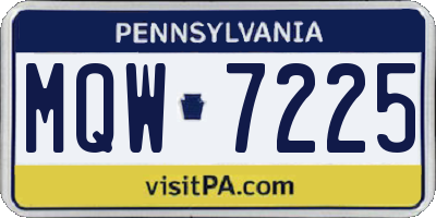 PA license plate MQW7225
