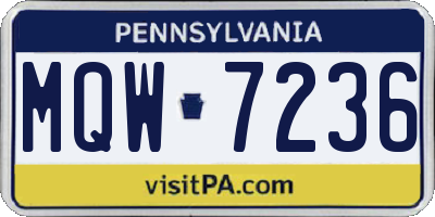 PA license plate MQW7236