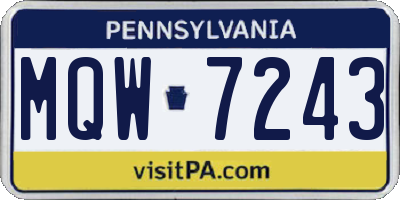 PA license plate MQW7243