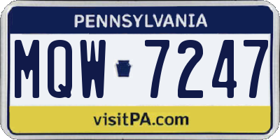 PA license plate MQW7247