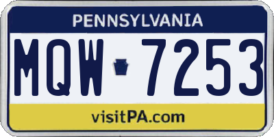 PA license plate MQW7253