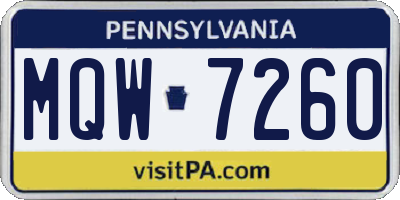PA license plate MQW7260