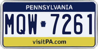 PA license plate MQW7261