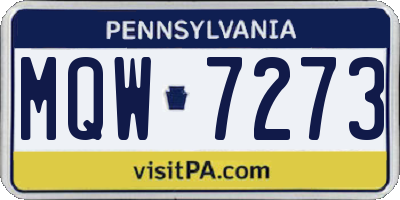 PA license plate MQW7273