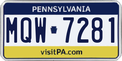 PA license plate MQW7281