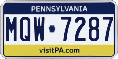 PA license plate MQW7287