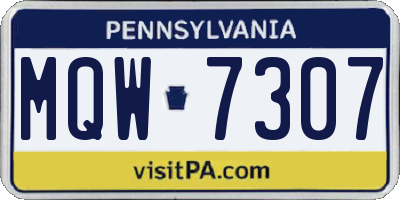 PA license plate MQW7307
