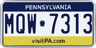 PA license plate MQW7313