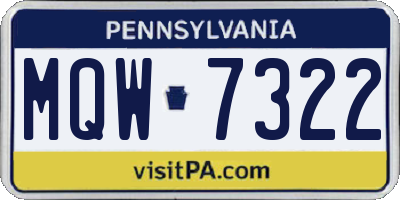 PA license plate MQW7322
