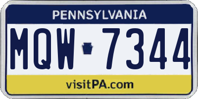 PA license plate MQW7344