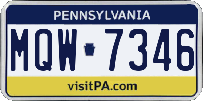 PA license plate MQW7346
