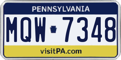 PA license plate MQW7348