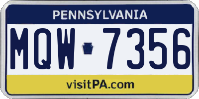 PA license plate MQW7356