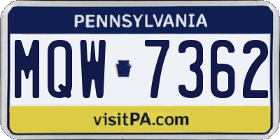 PA license plate MQW7362