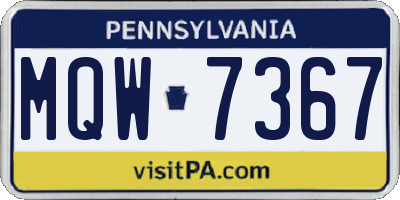 PA license plate MQW7367