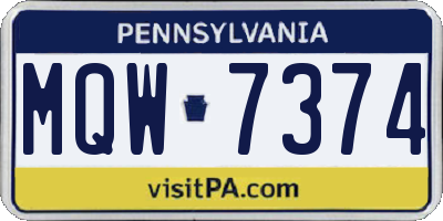 PA license plate MQW7374