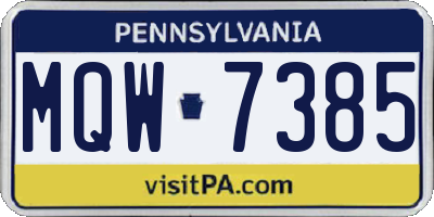 PA license plate MQW7385