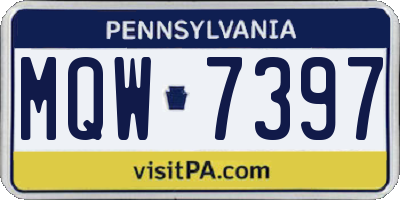 PA license plate MQW7397