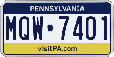 PA license plate MQW7401