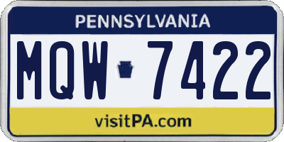 PA license plate MQW7422