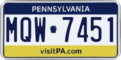 PA license plate MQW7451