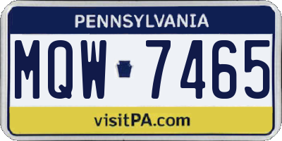 PA license plate MQW7465