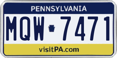 PA license plate MQW7471