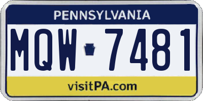 PA license plate MQW7481