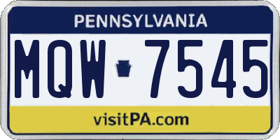 PA license plate MQW7545