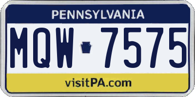 PA license plate MQW7575