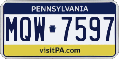 PA license plate MQW7597