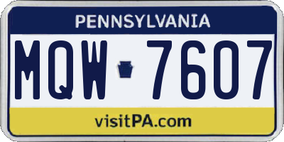 PA license plate MQW7607