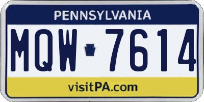 PA license plate MQW7614
